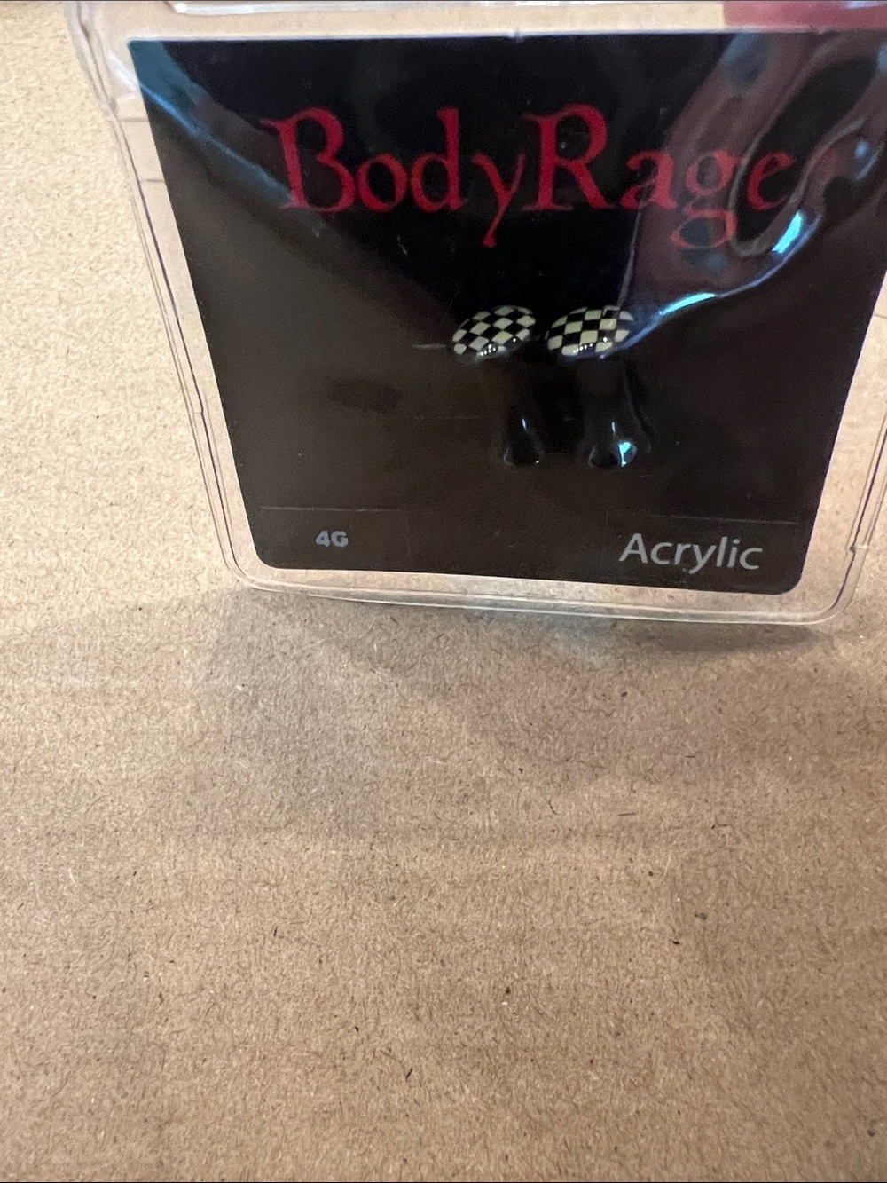 BodyRage Black and White Checker Acrylic Ear Tapers - 4G